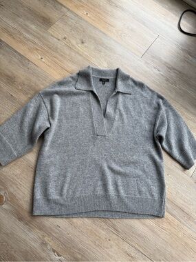Massimo Dutti Gray Wool Cashmere V-Neck Size Medium